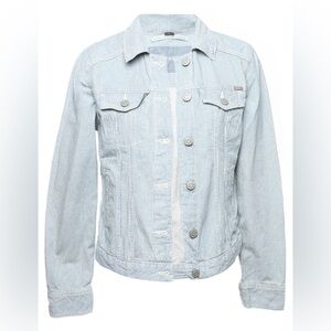 EDDIE BAUER | Light Blue Pin Stripped Lightweight Shirt Jean Jacket Button Up